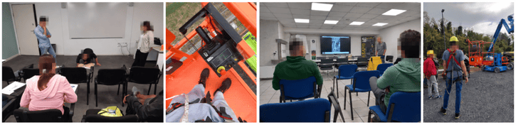 Collage di addestramento e sicurezza sul lavoro pixel